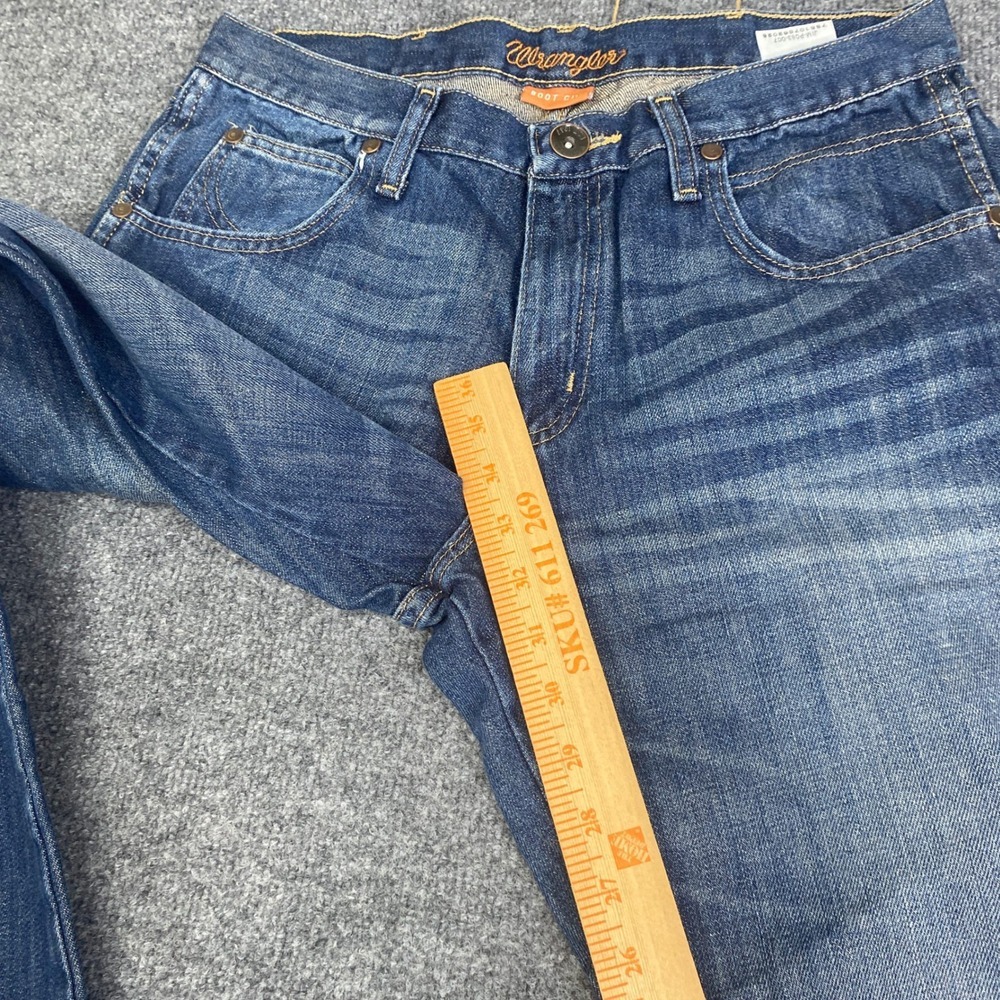 Wrangler Mens WRT20NS Retro Boot Cut Blue Denim Jeans 31x34 Medium Wash - Picture 8 of 9